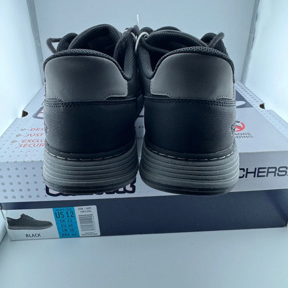 Skechers Swift Fit Mens Size 12 Black Hands Free Slip On Oxford Sneaker 182004